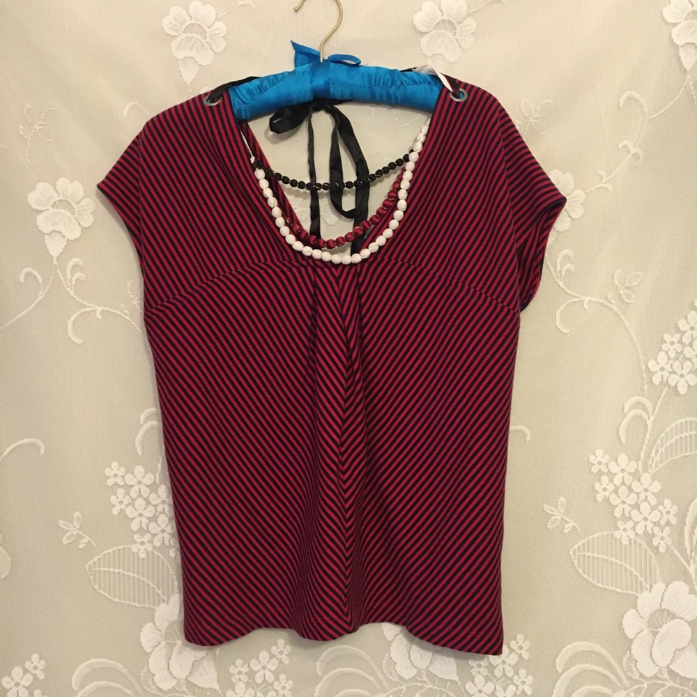 Allen B. Edgy Chic Top with Rope Necklace